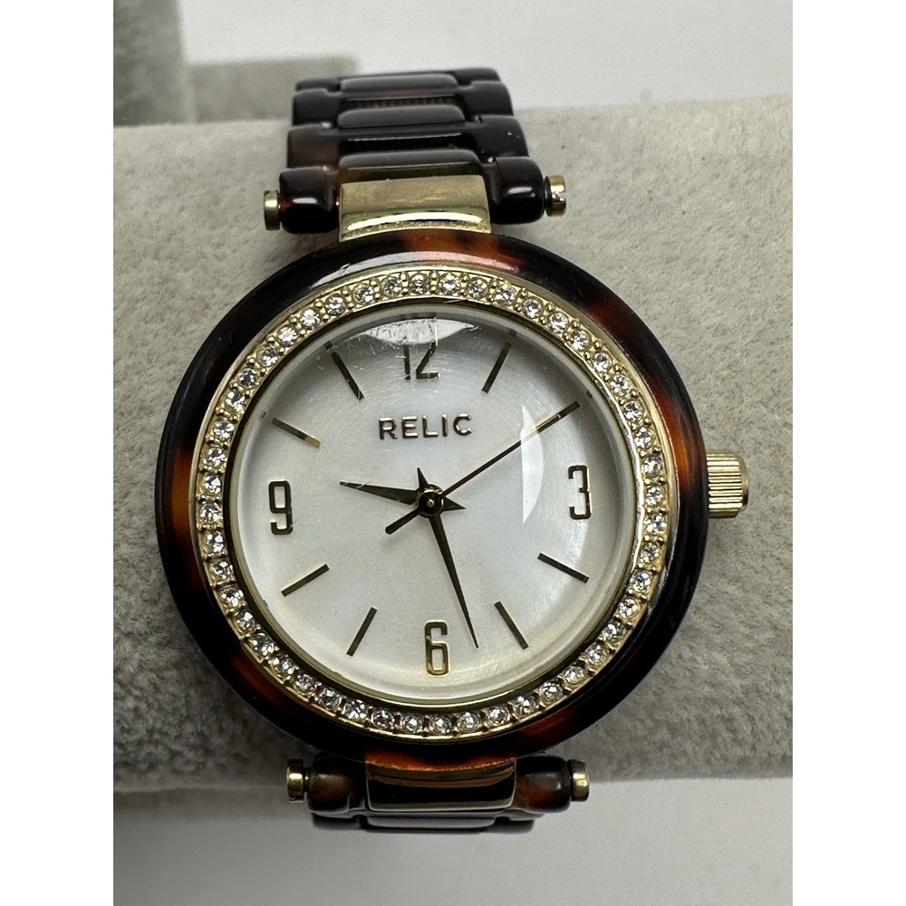 Relic ZR34137 New‎ Battery Ladies MOP Watch 32MM 6.75" Faux Tortoise Band L88